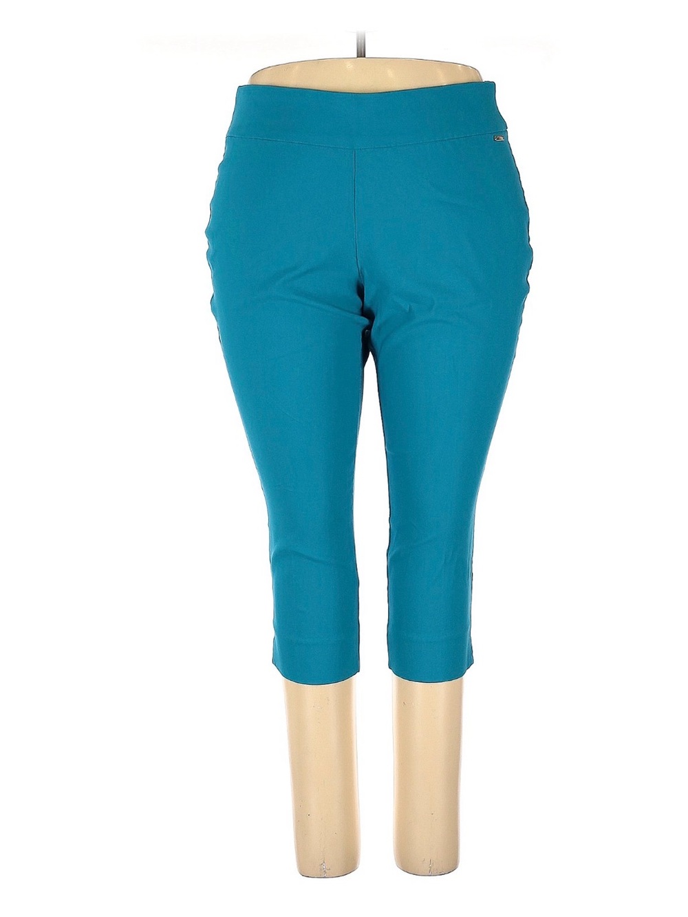 Roz & Ali Teal Crop Ponte Pull-On Capri Pants